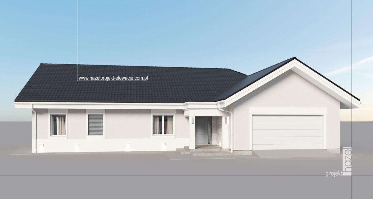 Hazel - Projektowanie elewacji. Projekt elewacji. Adaptacja projektu elewacji, Projekt elewacji domu.  projekt online cała Polska, projektowanie online, biała elewacja, elewacja w stylu modern classic, 