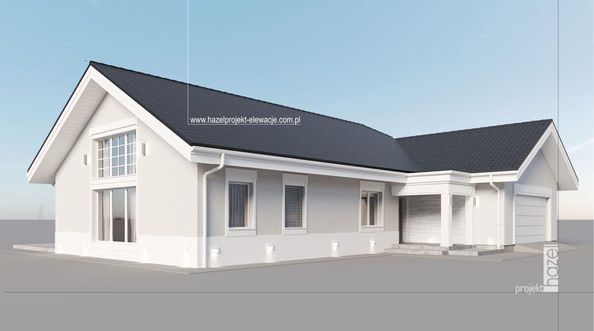 Hazel - Projektowanie elewacji. Projekt elewacji. Adaptacja projektu elewacji, Projekt elewacji domu.  projekt online cała Polska, projektowanie online, biała elewacja, elewacja w stylu modern classic, 