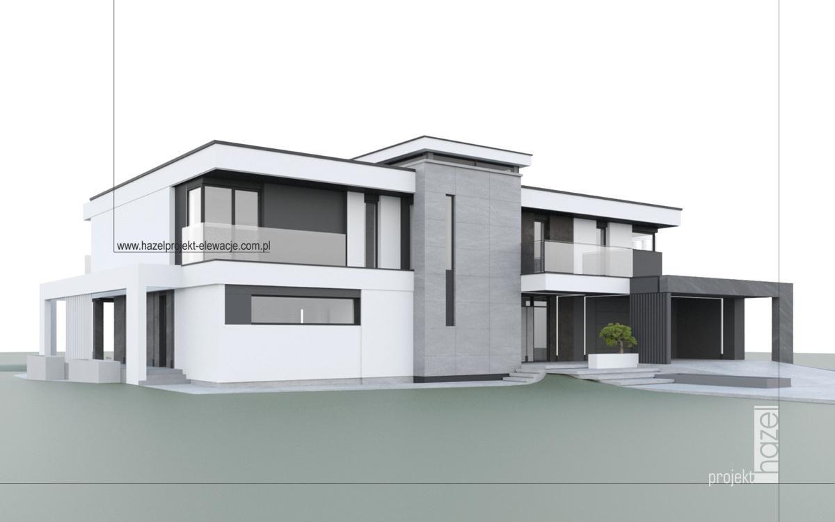 Hazel Projekt - Projektowanie elewacji. Projekt elewacji domu. Adaptacja projektu elewacji, Projektowanie elewacji online, nowoczesna elewacja. biała elewacja. styl rezydencja  wymarzona elewacja domu, 