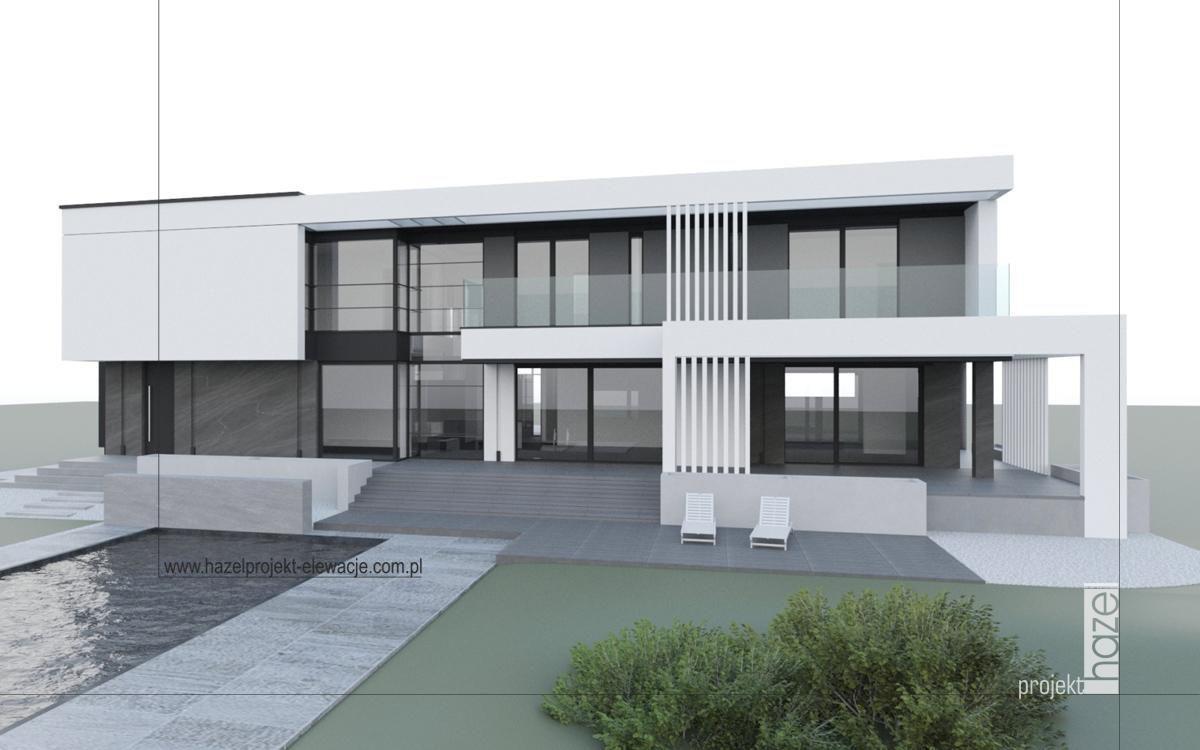 Hazel Projekt - Projektowanie elewacji. Projekt elewacji domu. Adaptacja projektu elewacji, Projektowanie elewacji online, nowoczesna elewacja. biała elewacja. styl rezydencja, wymarzona elewacja domu, 