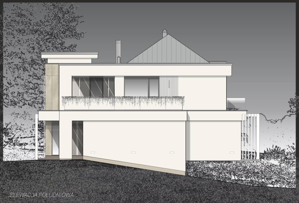 widoki elewacji - elewacja ogrodowa południowa