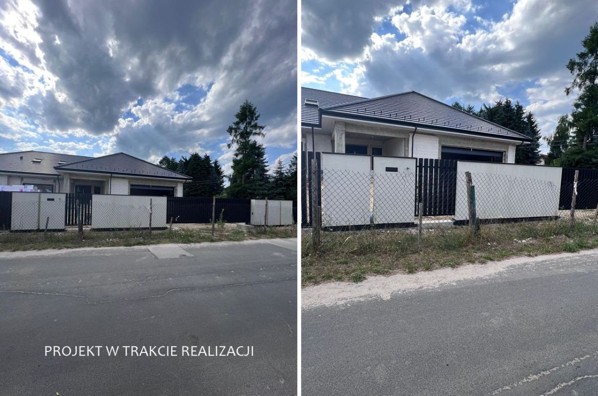 Hazel - Projektowanie elewacji. Projekt elewacji domu.parterowego. projekt elewacji woj. Mazowieckie, projekt online cała Polska, indywidualny projekt elewacji, wizualizacja elewacji biało czarna elewacja, zdjęcia z realizacji projektu