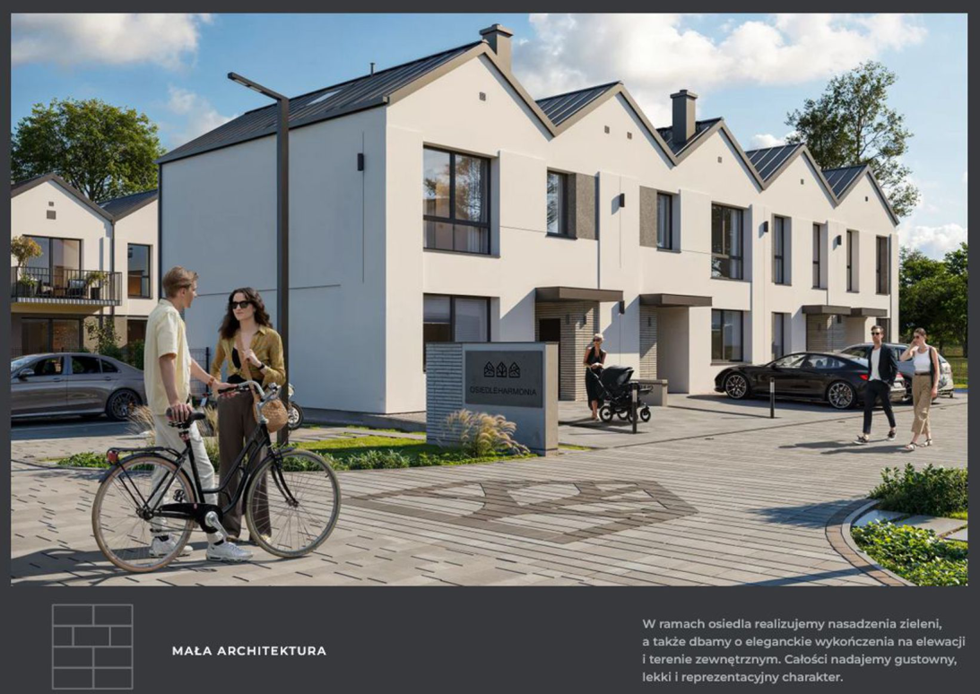 Projekt elewacji domów w zabudowie szeregowej - osiedle-Harmonia - Ostrołęka. Projekty elewacji Hazel Projekt. nowoczesne elewacje. wizualizacja elewacji domu.  