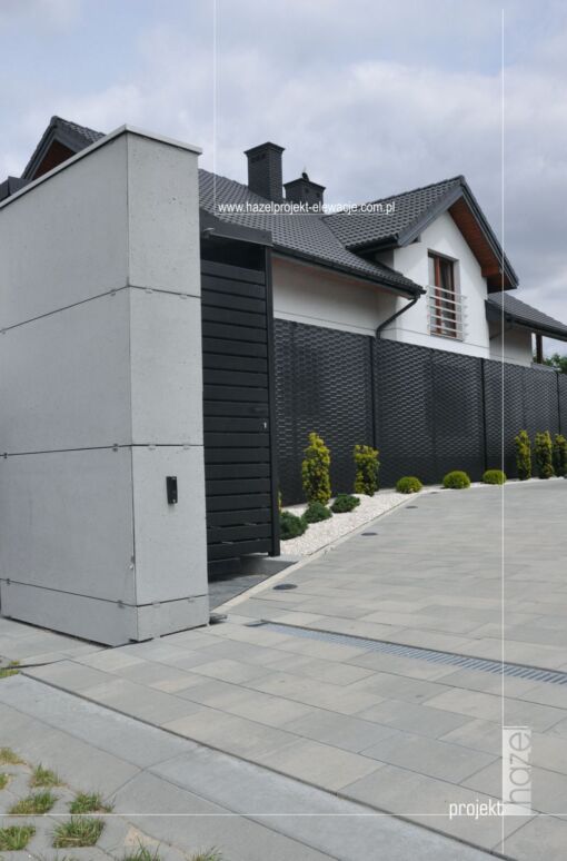 Hazel projekt - Projektowanie elewacji. projektowanie ogrodzeń. indywidualny projekt ogrodzenia, oryginalne ogrodzenia. nowoczesne ogrodzenie, projektowanie online, ogrodzenie beton,
