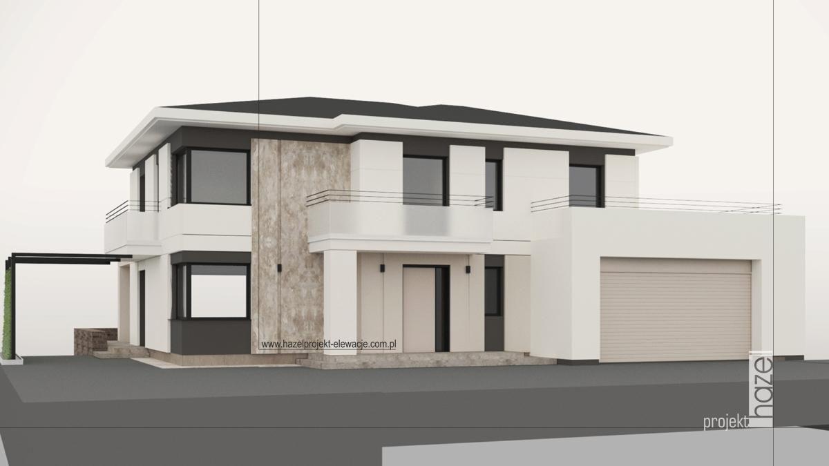 Hazel Projekt  - Projektowanie elewacji. Projekt elewacji online. Adaptacja projektu elewacji, Projekt elewacji domu. nowoczesna elewacja. domu piętrowego, wymarzony dom, wymarzona elewacja domu, 