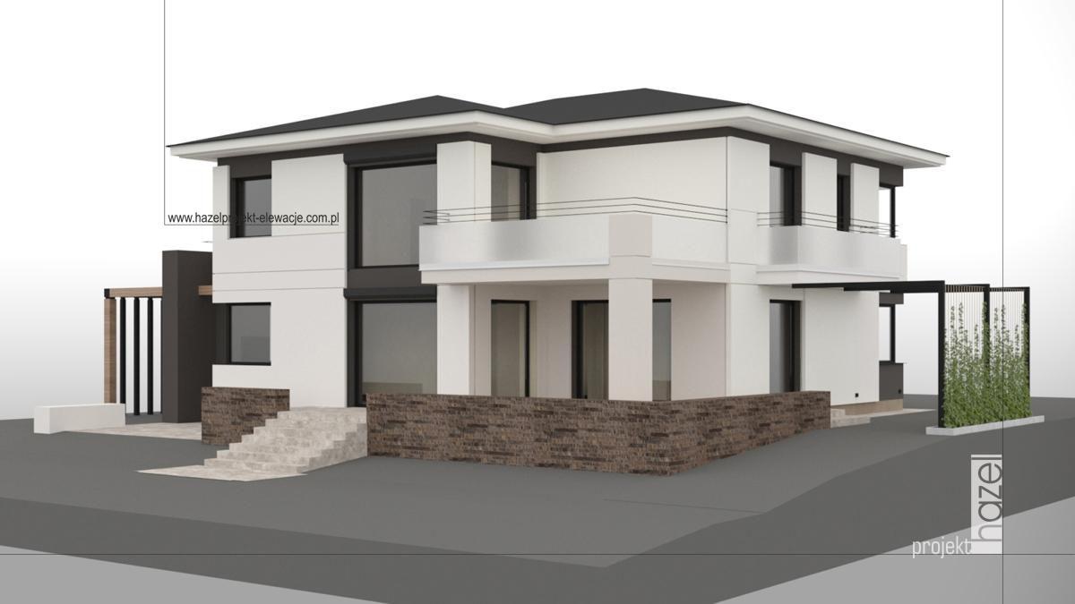 Hazel Projekt  - Projektowanie elewacji. Projekt elewacji online. Adaptacja projektu elewacji, Projekt elewacji domu. nowoczesna elewacja domu piętrowego, wymarzony dom, wymarzona elewacja domu, 