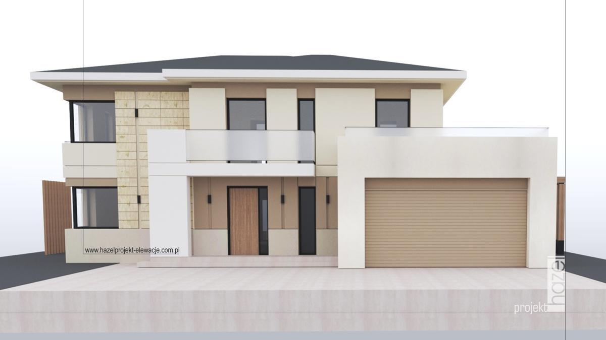 Hazel Projekt  - Projektowanie elewacji. Projekt elewacji online. Adaptacja projektu elewacji, Projekt elewacji domu. nowoczesna elewacja domu piętrowego, wymarzony dom, wymarzona elewacja domu, 