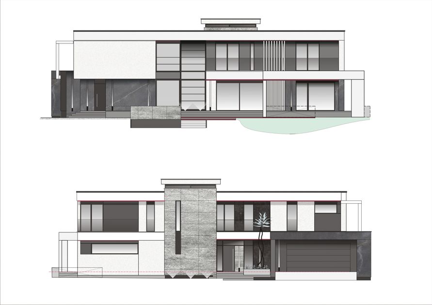 Hazel Projekt - Projektowanie elewacji. Projekt elewacji domu. Adaptacja projektu elewacji, Projektowanie elewacji online, nowoczesna elewacja. Willa. biała elewacja. wymarzona elewacja domu, wymarzony dom, 