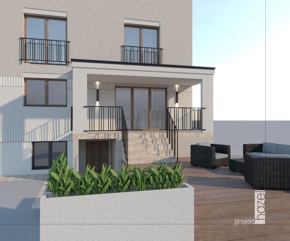 projekt elewacji domu typu kostka, modernistyczna kostka, projekt przebudowy i elewacji starego domu, modernistyczna kostka przebudowa, renowacja elewacji, projektowanie elewacji, projekt elewacji online, projektujemy elewacje, przebudowa domu typu kostka, 