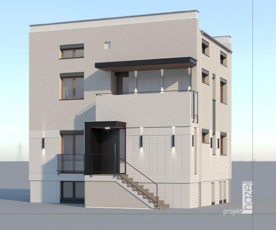 projekt elewacji domu typu kostka, modernistyczna kostka, projekt przebudowy i elewacji starego domu, modernistyczna kostka przebudowa, renowacja elewacji, projektowanie elewacji, projekt elewacji online, projektujemy elewacje, przebudowa domu typu kostka, 