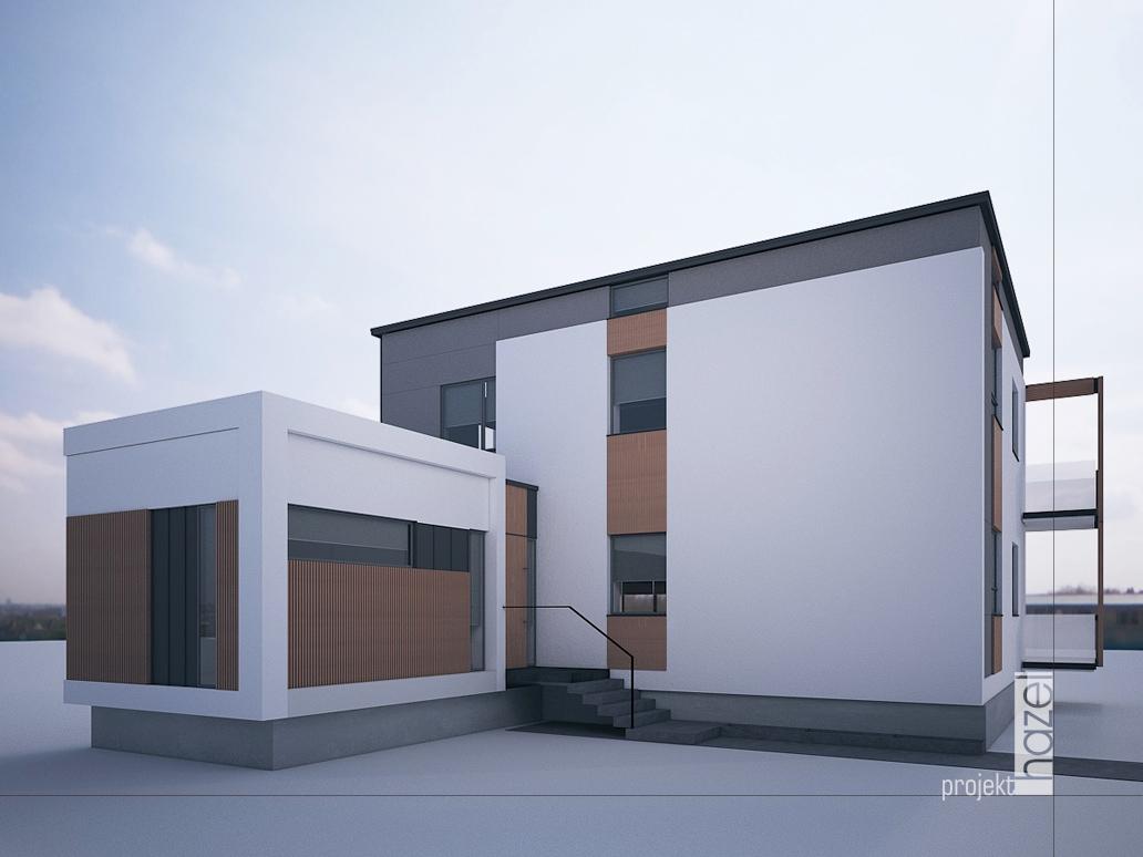 Hazel projekt - Projektowanie elewacji. Adaptacja elewacji. Lublin Trójmiasto, Rzeszów, Warszawa. Projekty elewacji domu. Remonty, przebudowa. projekt elewacji domu typu kostka, modernistyczna kostka , projekt domu typu kostka przed i po.