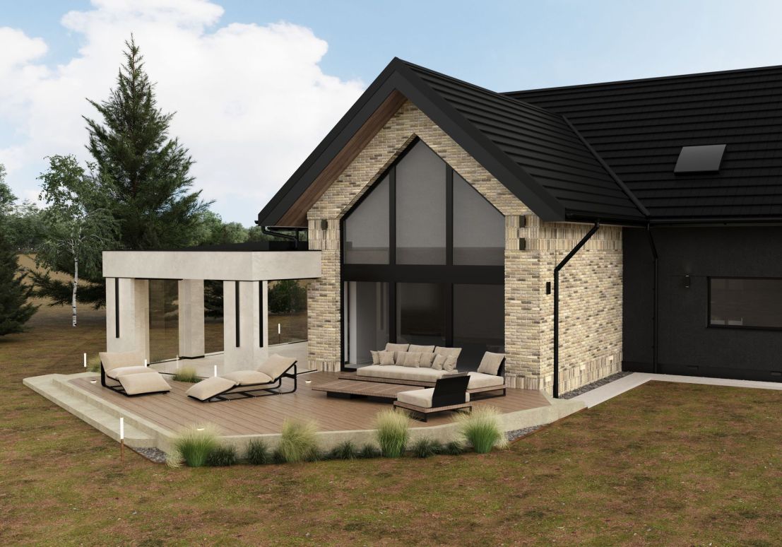 Hazel projekt - projektowanie elewacji, zadaszenie drzwi frontowych, projekt strefy wejścia, projekt elewacji, zadaszenie drzwi wejściowych,  projekt tarasu, projektowanie tarasów, nowoczesny taras ogrodowy, Hazel projekt - projektowanie elewacji, wymarzona elewacja domu, wymarzony dom, taras-z-ogroden-zimowym